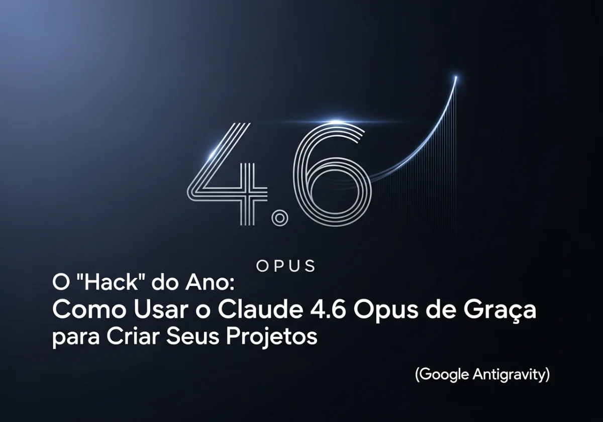 Capa do post escrito o título do blob: O "Hack" do Ano: Como Usar o Claude 4.6 Opus de Graça para Criar Seus Projetos (Google Antigravity)