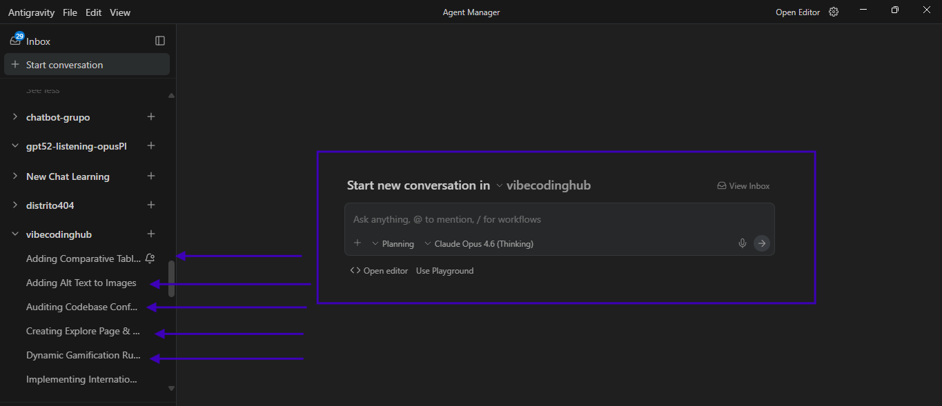 Mostrando como aparece a seleção de muitos agents simultâneos trabalhando em conjunto