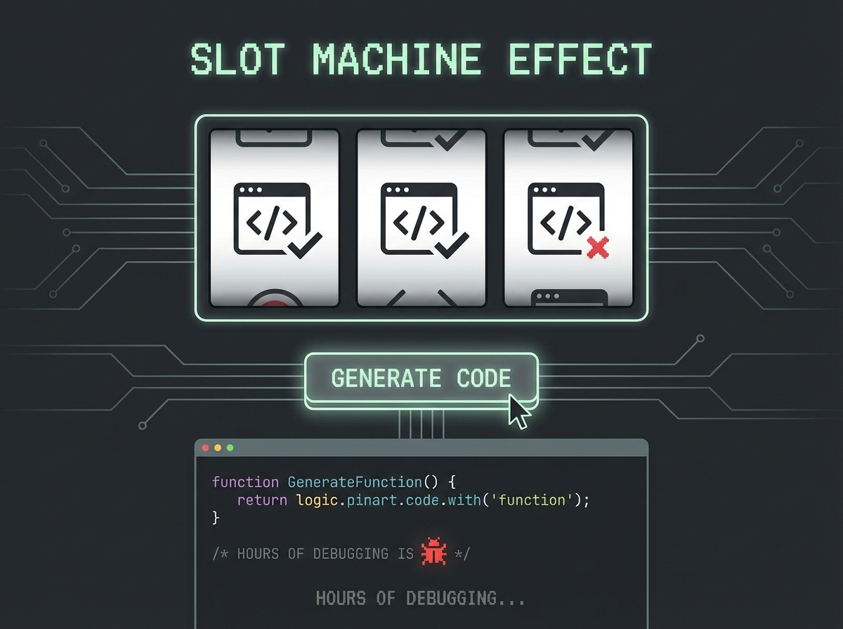 Imagem que referência Sloft Machine Effect, mostrando geração de códigos + bug